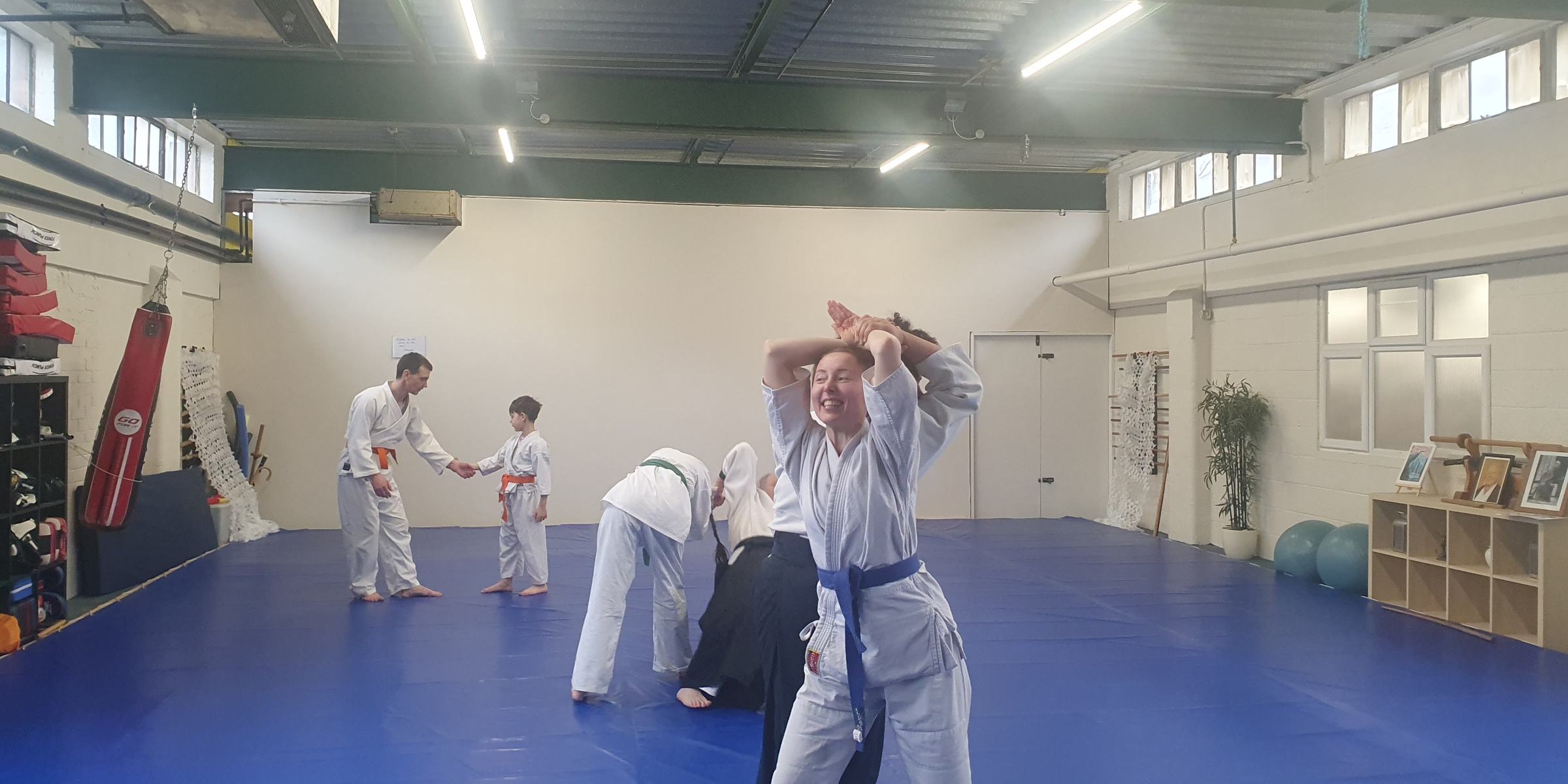Adult students training at a Saturday class